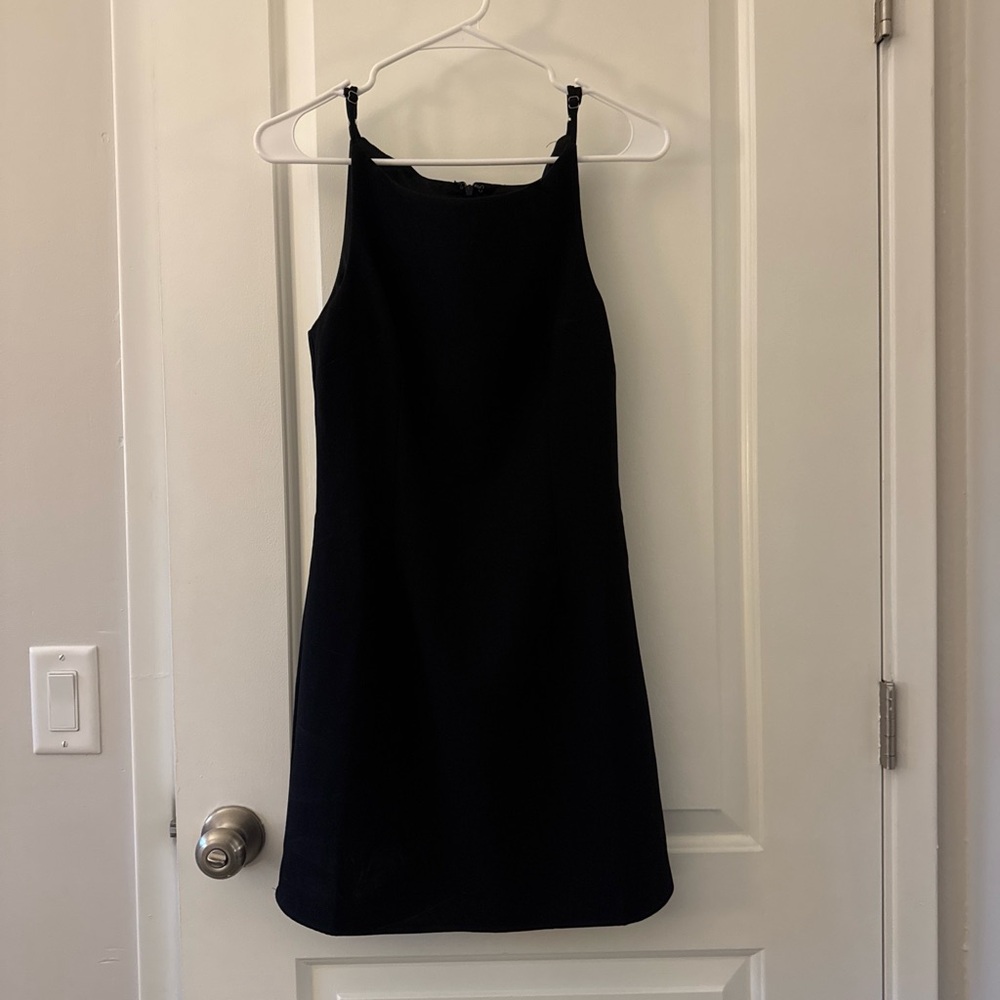 Classic Black Mini Dress with High Neck